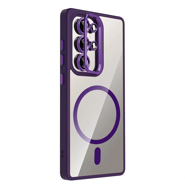 Samsung S25 Ultra Kılıf Standlı ve Kamera Lens Hediyeli M-Safe Şarj Özellikli Etro Kapak - Resim 2