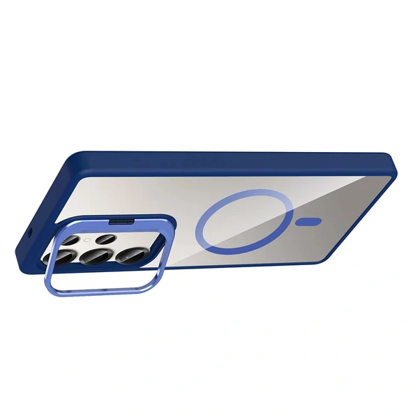 Samsung S25 Ultra Kılıf Standlı ve Kamera Lens Hediyeli M-Safe Şarj Özellikli Etro Kapak - Resim 5