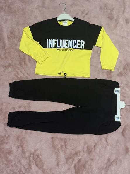 BİÇOMİ 2-9 yaş beli lastikli ikili alt üst takım sarı siyah ürün görseli