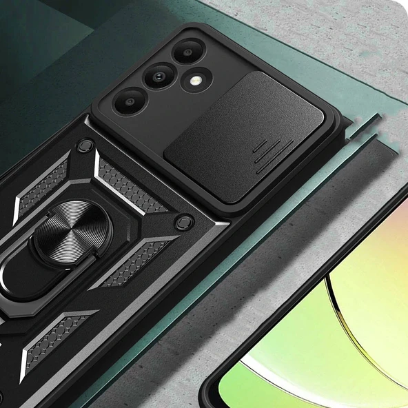 Samsung A15 Kılıf Magnetik Standlı Kamera Korumalı Sürgülü Vega Kapak - Resim 5