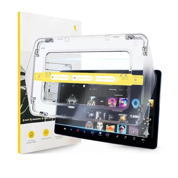 Tesla Model X Araç Multimedya Ekran Koruyucu AR Oleofobik Uygulama Aparatlı Premium Temperli Cam Ekran Koruyucu - Resim 3