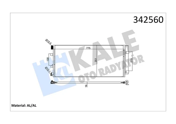 KLİMA RADYATORU KONDENSERİ RENAULT MASTER 3 2010 OPEL MOVANO B 2010 2.3DCI 775X351X16 ALÜMİNYUM KURUTUCU İLE 4419449 93197529 921005824R ürün görseli 1