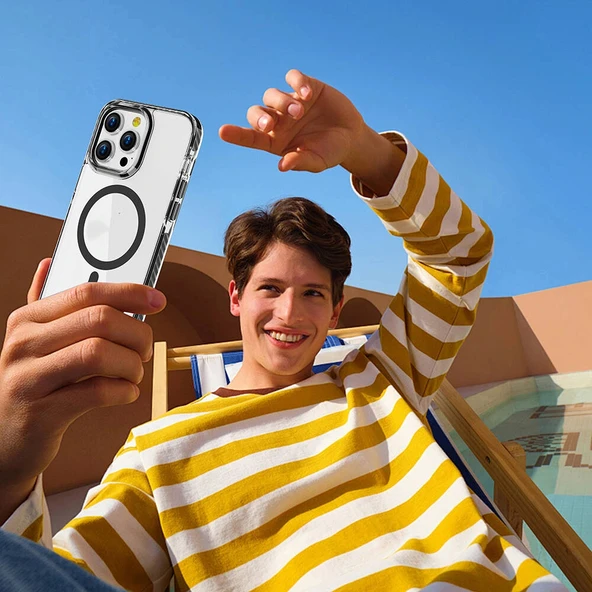 iPhone 15 Pro Kılıf M-safe Şarj Özellikli Airbagli Takılabilir Askı Aparatlı Nana Kapak - Resim 6