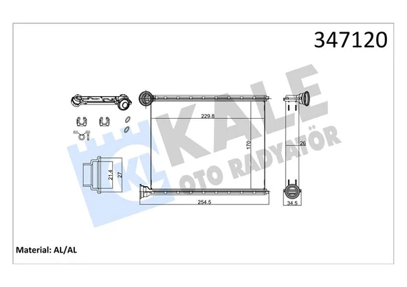KALORİFER RADYATÖRÜ 308 1.4 165-1.6 165 2007 C3 1.4VTI 2009 KİLİMALI-KİLİMASIZ ARAÇLAR İÇİN 6448 S4 6448 56 ürün görseli