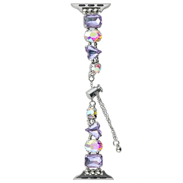 Watch 42mm Uyumlu-115 Renkli Taş Tasarımlı Kordon - Resim 7