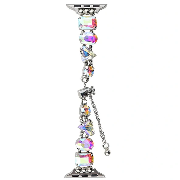 Watch 42mm Uyumlu-115 Renkli Taş Tasarımlı Kordon - Resim 9