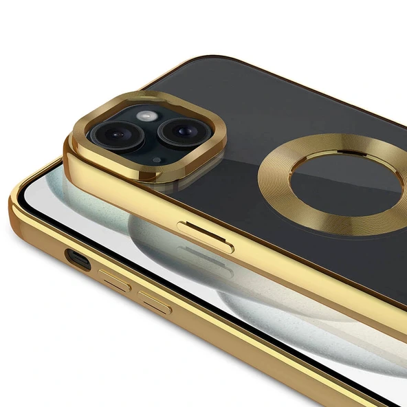 iPhone 15 Kılıf Tek Kamera Çerçeveli Logo Gösteren Omega Kapak - Resim 3