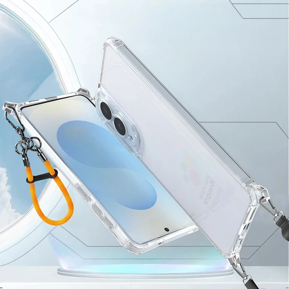 Samsung S25 Edge Kılıf Airbagli Takılabilir Askı Aparatlı Snap Silikon Kapak - Resim 9