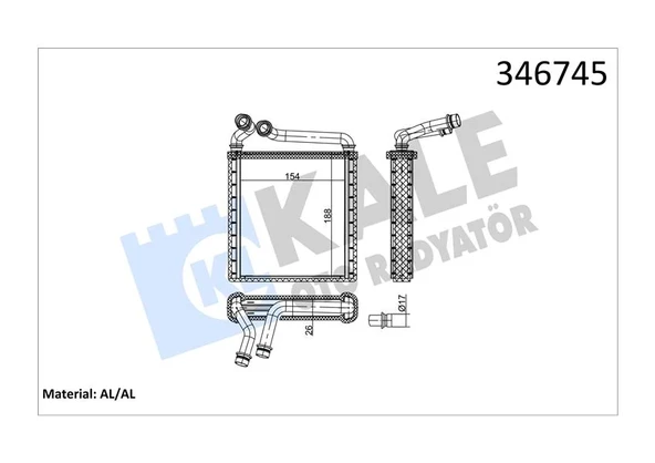 KALORİFER RADYATÖRÜ GOLF 5-PLUS-OCTAVIA 1.4-1.6-1.9-2.0-PASSAT 1.6-1.9-2.0 153X180X27 MK OT AC /- 3C0819031 3C0819031A - Resim 4
