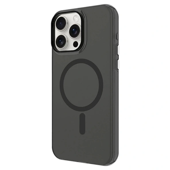 iPhone 15 Pro Max Kılıf M-safe Şarj Özellikli Buzlu Transparan C-Pro Sert Kapak - Resim 3