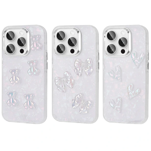 iPhone 15 Pro Kılıf Kabartma Figürlü Parlak Eralli Silikon Kapak - Resim 2