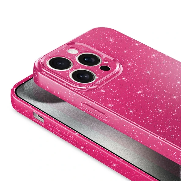 iPhone 15 Pro Kılıf Kamera Korumalı Simli Lüks Koton Kapak - Resim 3