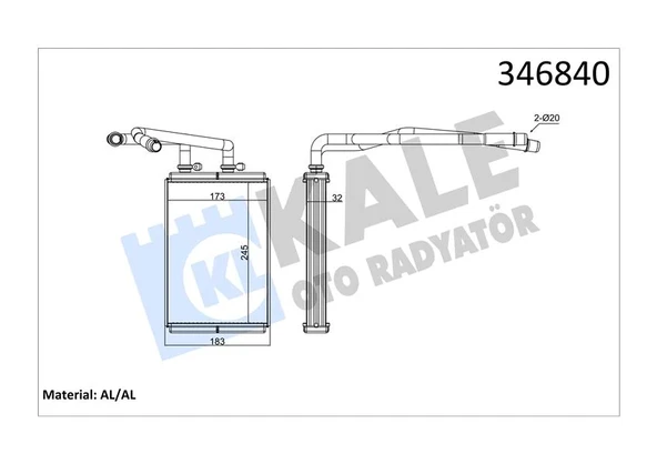 KALORİFER RADYATÖRÜ SCUDO 2007JUMPY 2007ULYSSE 2007P807 2005 250X180X33 6448 K8 9464420380 ürün görseli