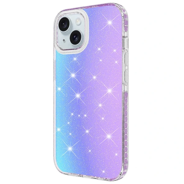 iPhone 15 Plus Kılıf Parlak Renk Geçişli Velle Kapak - Resim 4