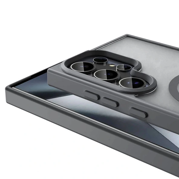 Samsung S24 Ultra Kılıf M-safe Şarj Özellikli Mat Arka Yüzey Sio Kapak - Resim 4