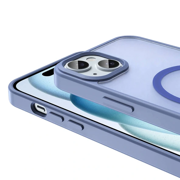 iPhone 15 Plus Kılıf M-safe Şarj Özellikli Mat Arka Yüzey Sio Kapak - Resim 6