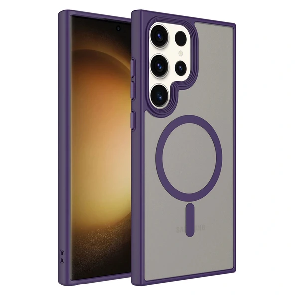 Samsung S23 Ultra Kılıf Mat Arka Yüzey Wireless Şarj Özellikli Flet M-safe Kapak ürün görseli