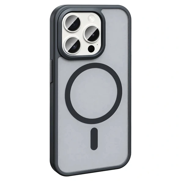 iPhone 15 Pro Kılıf M-safe Şarj Özellikli Mat Arka Yüzey Sio Kapak - Resim 7