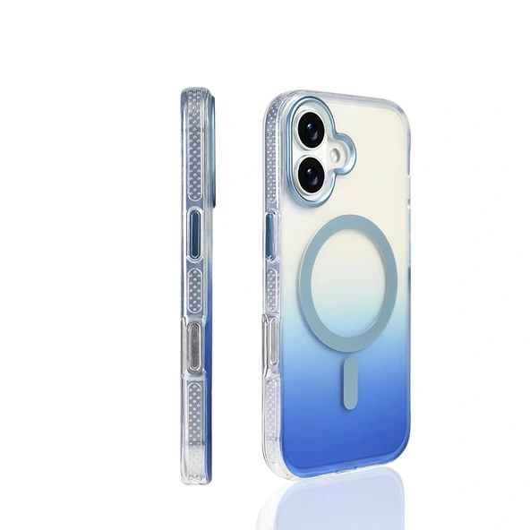 iPhone 17 Kılıf M-safe Şarj Özellikli Transparan Renk Geçişli Toros Kapak - Resim 4