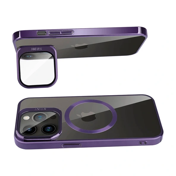 iPhone 14 Pro Max Kılıf M-safe Şarj Özellikli Standlı Klon Kapak - Resim 2