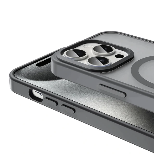 iPhone 15 Pro Kılıf M-safe Şarj Özellikli Mat Arka Yüzey Sio Kapak - Resim 3