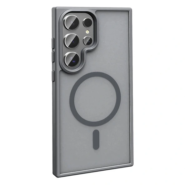 Samsung S23 Ultra Kılıf M-safe Şarj Özellikli Mat Arka Yüzey Sio Kapak - Resim 8