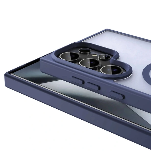 Samsung S23 Ultra Kılıf M-safe Şarj Özellikli Mat Arka Yüzey Sio Kapak - Resim 4