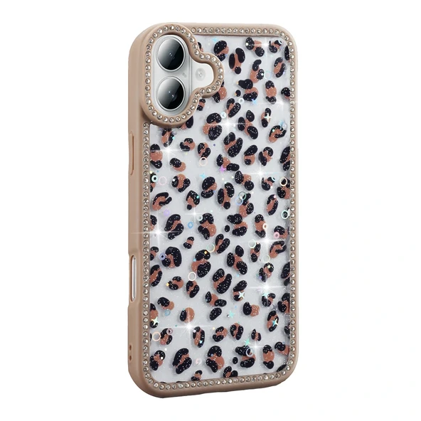 iPhone 16 Kılıf Taşlı ve Simli Tasarım Azra Kapak - Resim 2