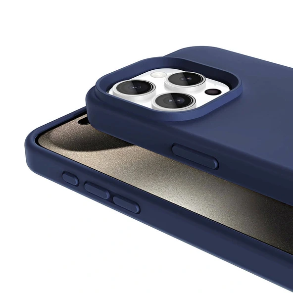 iPhone 15 Pro Kılıf M-safe Şarj Özellikli Sıvı Teknolojili Silinebilir Sert Kivi Kapak - Resim 9