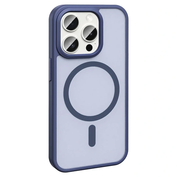 iPhone 15 Pro Kılıf M-safe Şarj Özellikli Mat Arka Yüzey Sio Kapak - Resim 6