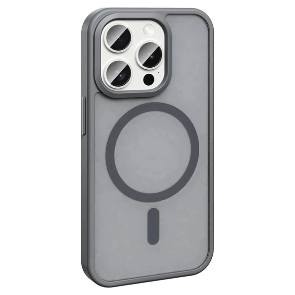 iPhone 15 Pro Kılıf M-safe Şarj Özellikli Mat Arka Yüzey Sio Kapak - Resim 8