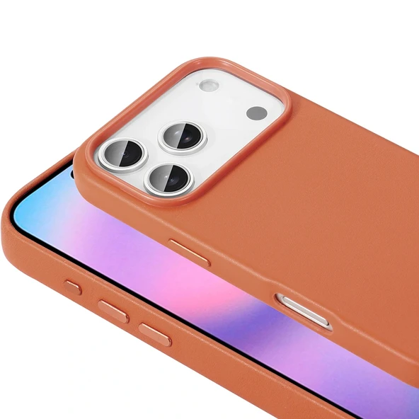 iPhone 17 Pro Max Kılıf M-safe Şarj Özellikli PU Deri Görünümlü Kupra Kapak - Resim 11