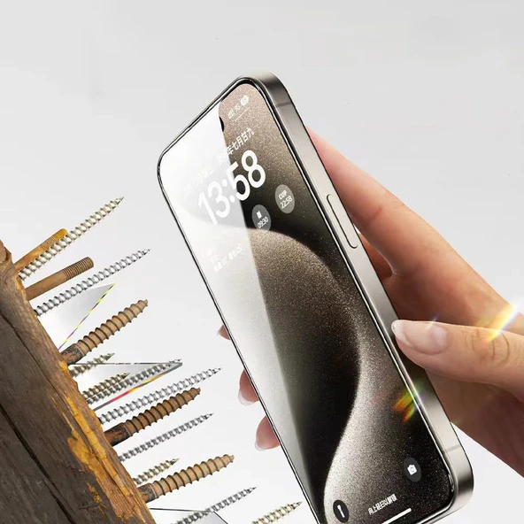 iPhone 16 Pro 3D Mobi HD Temperli Cam Ekran Koruyucu + Kolay Uygulama Aparatı - Resim 8