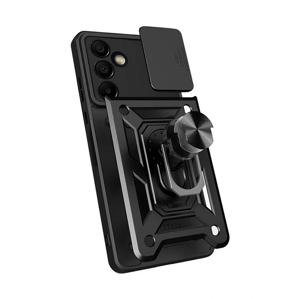 Samsung S25 FE Kılıf Magnetik Standlı Kamera Korumalı Sürgülü Vega Kapak - Resim 2