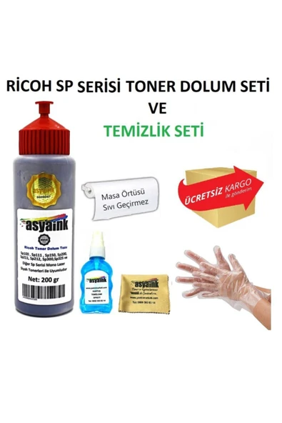 Ricoh Sp100 Yazıcı Uyumlu Toner Dolum Seti 200gr