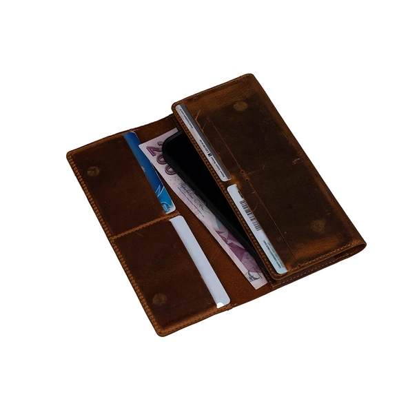 Hakiki Nubuk Deri Universal 10 Kart Hazneli Mıknatıslı Telefon Bölmeli Cüzdan - Resim 3