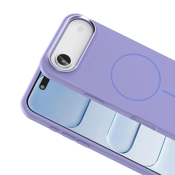 iPhone 17 Air Kılıf M-Safe Şarj Özellikli Metal Kamera Çerçeveli Edi Silikon Kapak - Resim 10