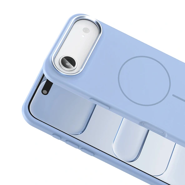 iPhone 17 Air Kılıf M-Safe Şarj Özellikli Metal Kamera Çerçeveli Edi Silikon Kapak - Resim 8