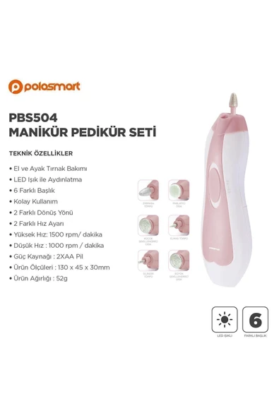 Polosmart PBS504 Manikür Pedikür Seti Pembe - 4
