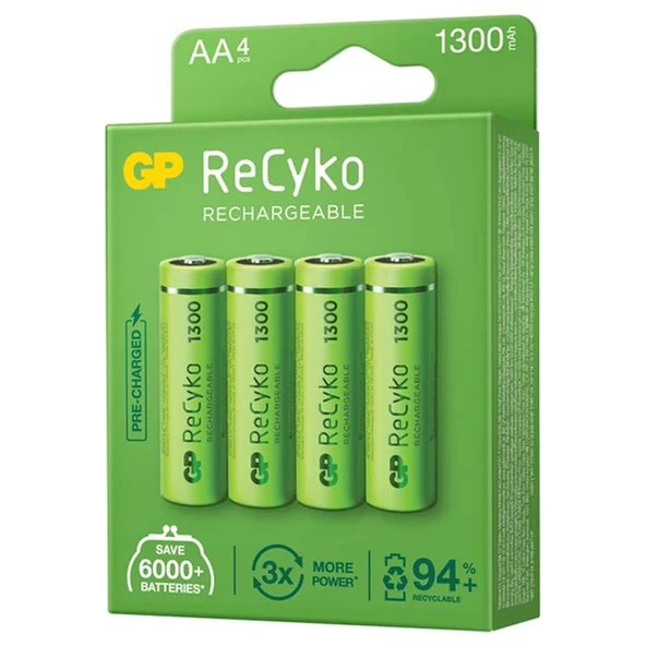 Gp Recyko 1300 Mah Nı-Mh R6 Şarjlı Aa 4lü Kalem Pil