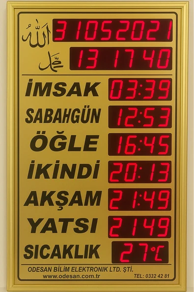 Dijital Vakitmatik Imsakiye Cami Tipi Namaz Saati