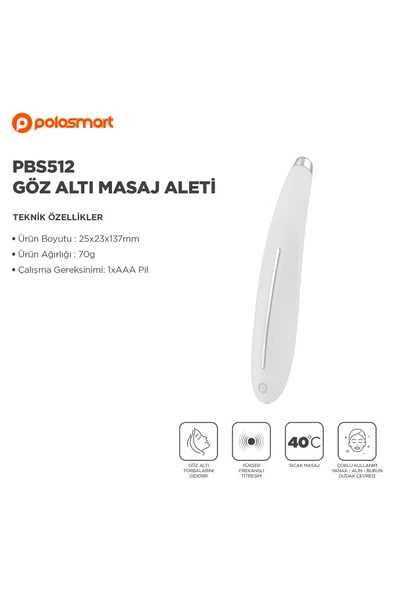 Polosmart PBS512 Pilli Göz Altı Masaj Aleti Beyaz - 3