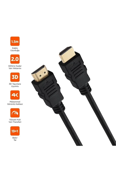 Polosmart Psh07 4k Hdmı Kablo 60 Hz 1.5 Metre Siyah