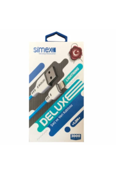 Deluxe Simex Universal Lightning Şarj Ve Veri Kablosu Mavi