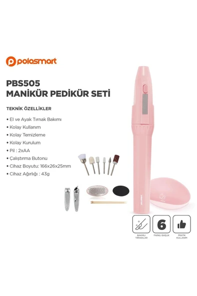 Polosmart Pbs505 Manikür Pedikür Seti Pembe(FARKLI RENK GÖNDERİLEBİLİR) - 3