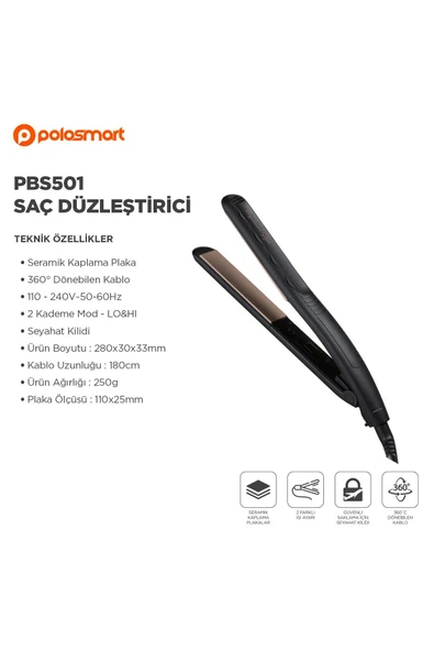 Polosmart PBS501 Saç Düzleştirici Siyah - 2