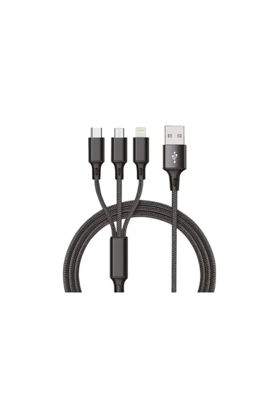 Bood Cs-61 3'lü Araç Kiti Micro Usb , Type-c, Lightning Girişli 2 Usb'li Araç Çakmak Şarjı