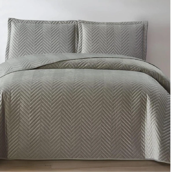 NUBUK YATAK ÖRTÜSÜ ÇİFT KİŞİLİK MALTA GRİ - Resim 2