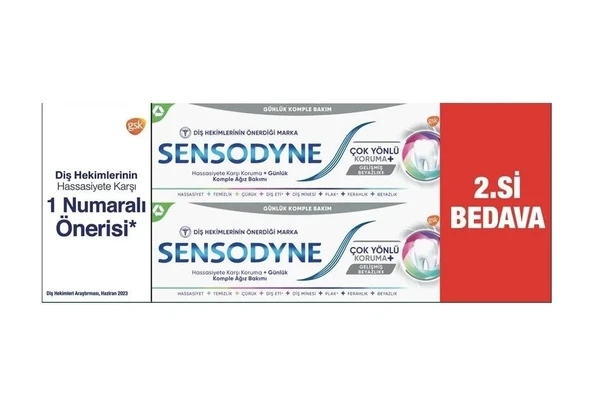 Sensodyne Çok Yönlü Koruma + Üstün Beyazlık Diş Macunu 2 x 50 ML ürün görseli