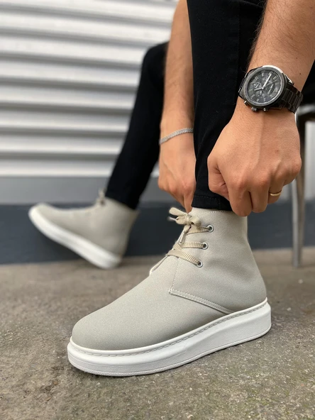 JET-207 Oslo Bağcıklı Ortopedik Taban Süet Erkek Spor Bot SBT - Gri - Resim 3